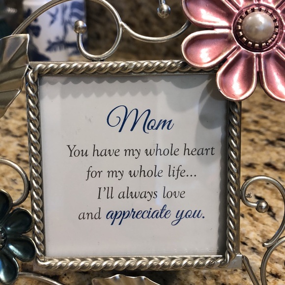 Pretty 6X6 Metal Floral Design Frame for “Mom” - Picture 2 of 7